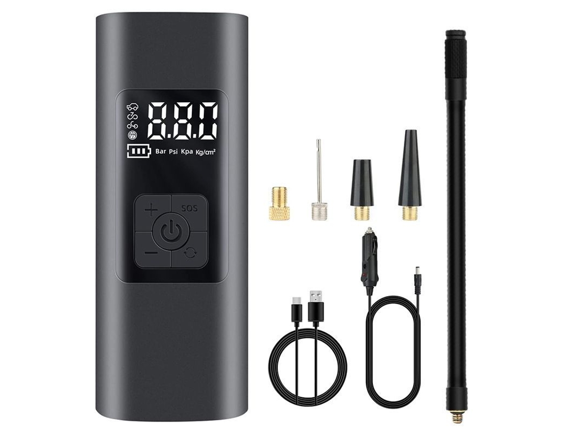 Compresor De Aire Portátil 6000mah Inflador Eléctrico Para Neumáticos Coche Bicicleta Moto Con Pantalla Lcd