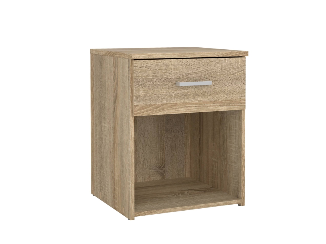 Wellhome Mesita De Noche Duero Con 1 Cajón En Color Marrón 37,6x35,95x47,5cm
