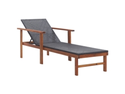 Tumbona Mueble para patio Asiento de jardín de ratán sintético y madera maciza de acacia negro
