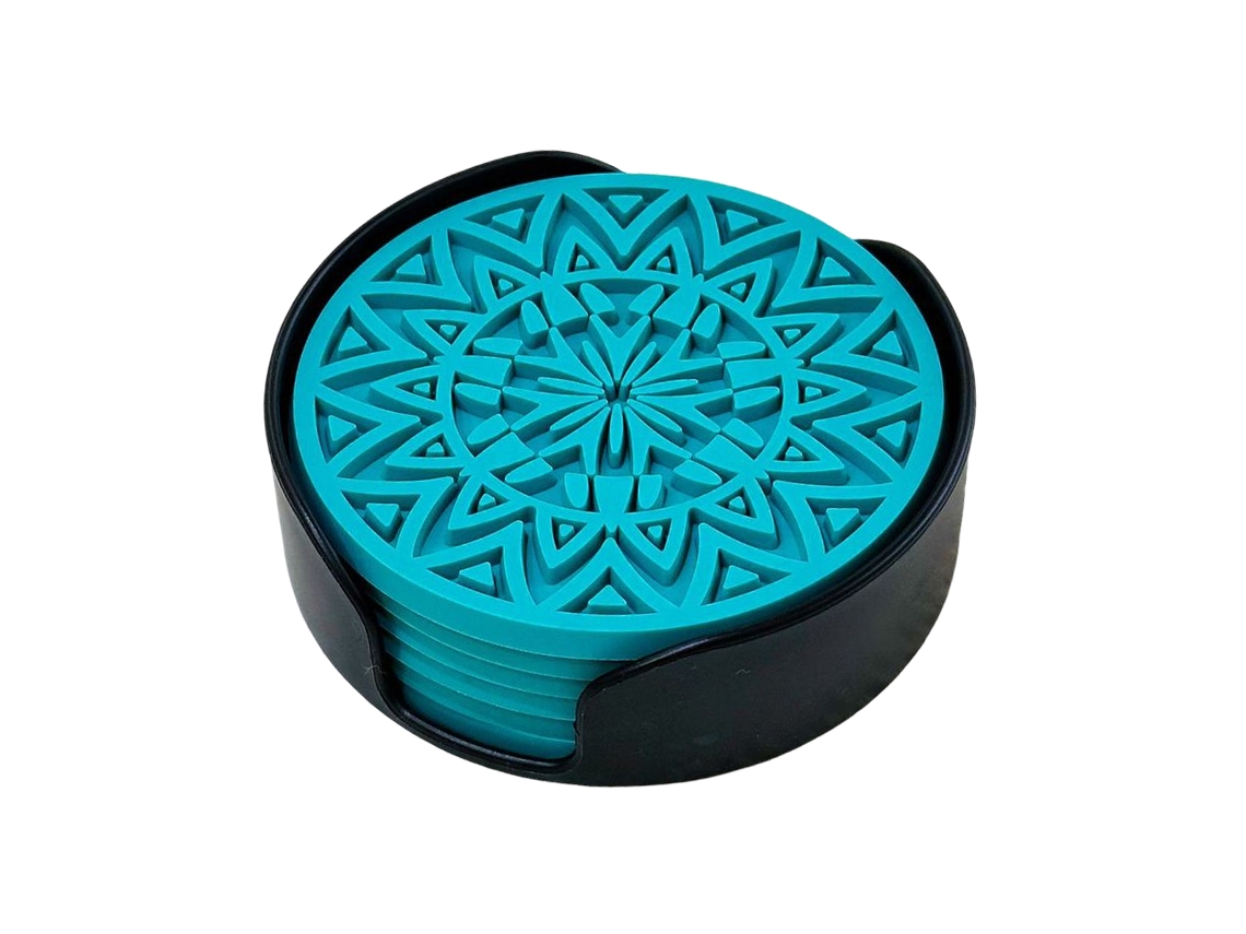 HYMNORA Posavasos de silicona [6 unidades] - Con soporte, para casa/oficina