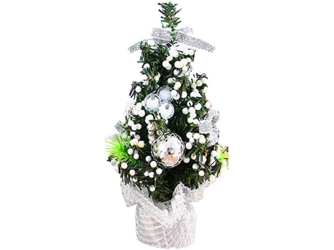 Mini Adorno Para Árbol De Navidad Con Lazo, Decoración De Mesa, Decoración Del Hogar, Regalo De Navidad, Plateado, 20 Cm