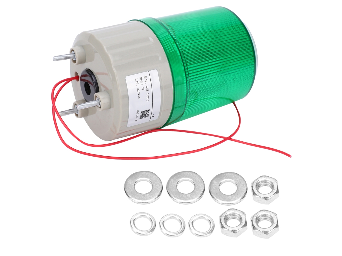 Luz De Advertencia Led Verde Berm Bem-1081j De 220 Vca Con Sonido E Iluminación De Emergencia