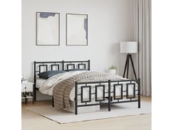 Estructura Cama Sin Colchón Con Estribo Metal Negro 135x190 Cm