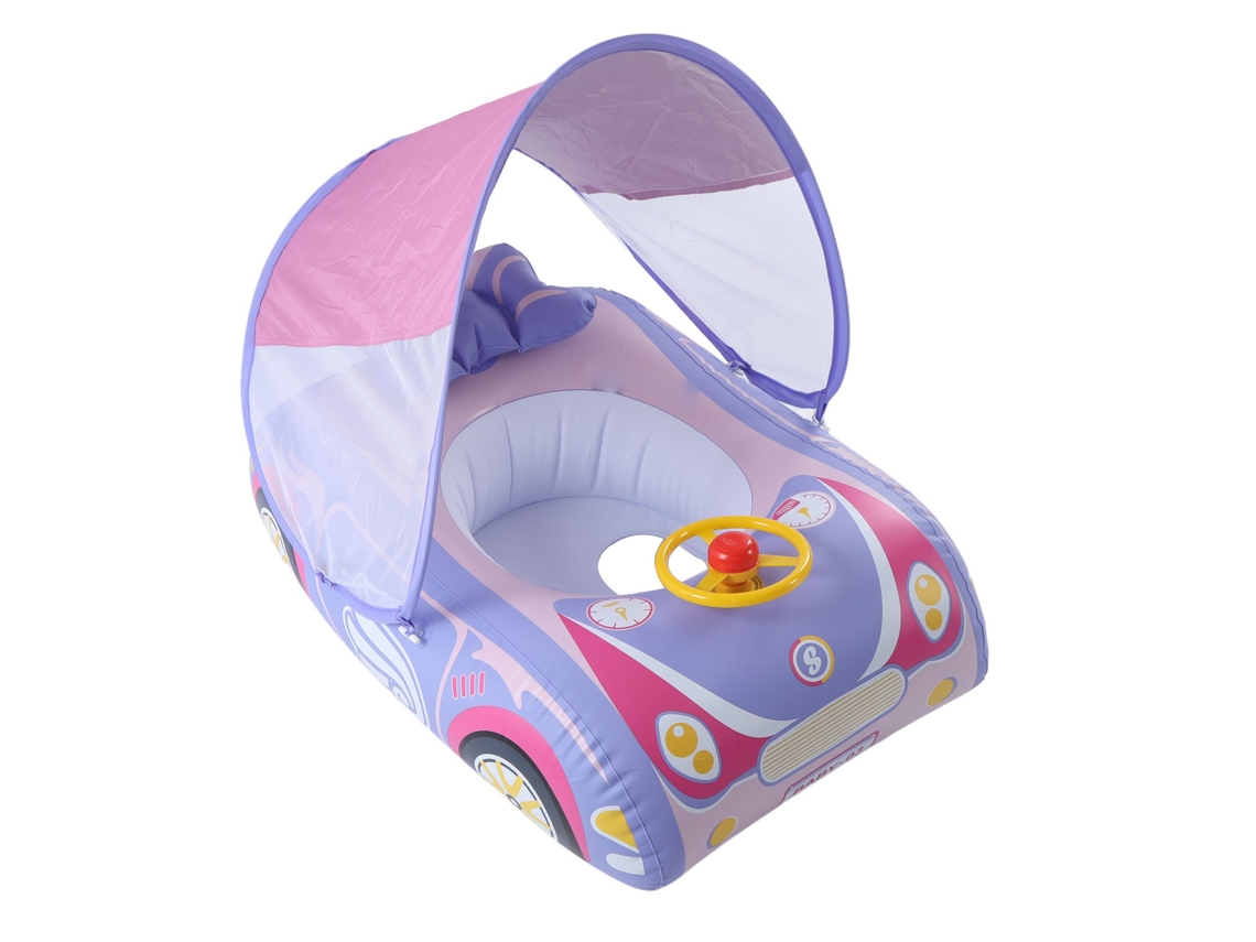 Flotador inflable para coche de bebé con sombra y bocina rosa de 1 a 4 años