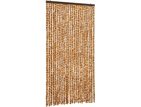 vidaXL Cortina mosquitera chenilla ocre y blanco 100x220 cm