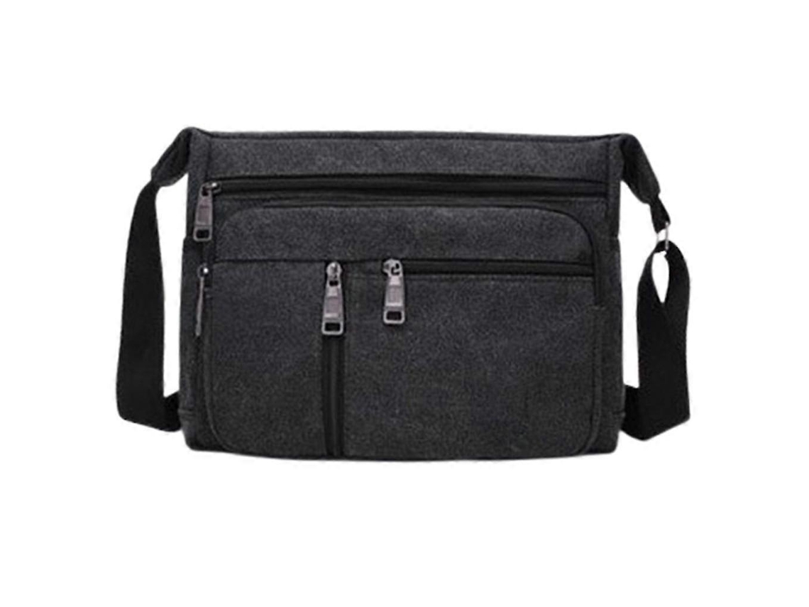 Bolso bandolera informal con cremallera para hombre, ideal para viajes; maletín negro para hombre.