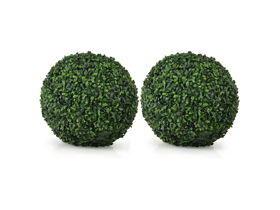 Omni-pelota De Planta Artificial Simulada Decorativa Plástica Topiario Para Hogar Balcón Boda Verde 15 Pulgadas 2pcs