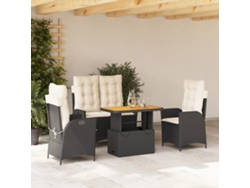 Conjunto de jardín de 4 piezas DKD Home Decor con cojines de mimbre negros