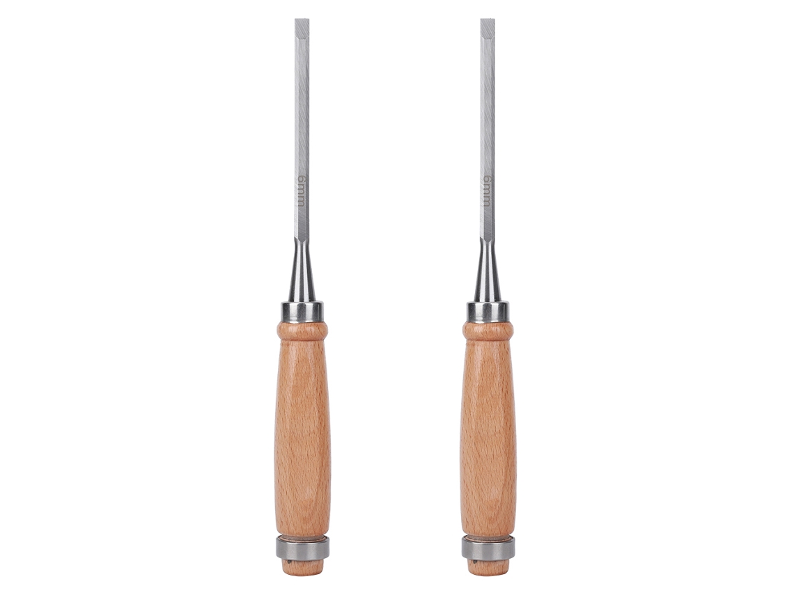2 brocas planas para carpintería con mango de madera, accesorio duradero para carpintería, Cr V 6 mm