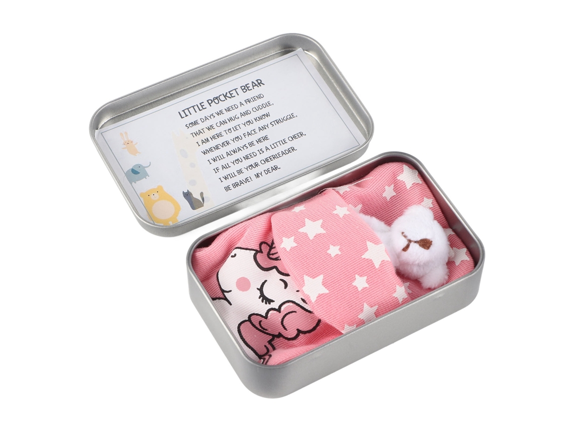 Mini oso de peluche ATS en lata para regalo: Oso de bolsillo pequeño, mini oso de peluche en lata