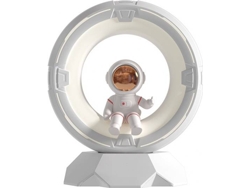 Lámpara de noche con diseño de astronauta, luz fría y cálida de 12 niveles, recargable y regulable (blanca)