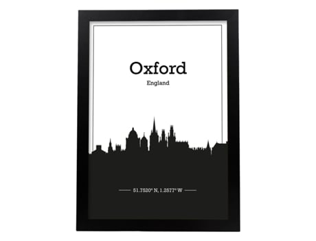 Poster Con Mapa De Oxford - Inglaterra. Láminas Con Skyline De Ciudades De Inglaterra E Irlanda Con Sombra Negra. Sin Marco