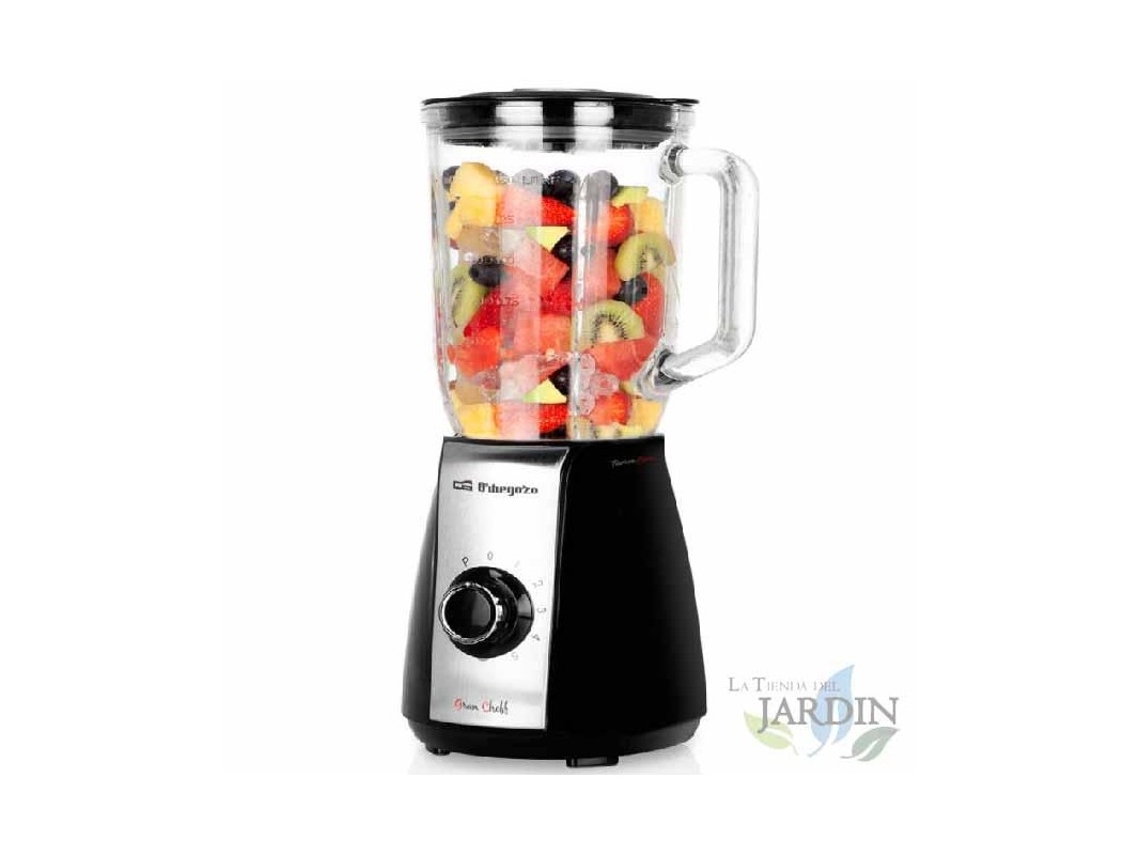 Batidora de Vaso ORBEGOZO Vaso de Cristal 1,5L 5 Velocidades + Turbo Función do Trituradora de Hielo 600W