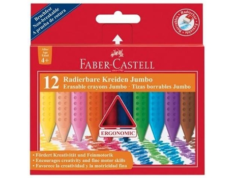 Lápices de Cera FABER-CASTELL Jumbo Grip Crayons (Multicolor - 12 Tabletas)
