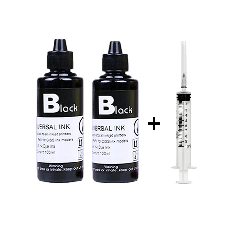 2 Cartuchos Negros De 100 Ml, Kit Universal Para Impresoras Hp 21, 22, 301, 302, 304, 121, 122, 123, 650, 652, 300, 140, 141, 63, 65, 343 Y 338.