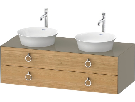 DURAVIT Tulip blanco, mueble de baño colgado en la pared, ancho 1300 x profundidad 550mm, con 2 cajones, con tirador, WT4993B