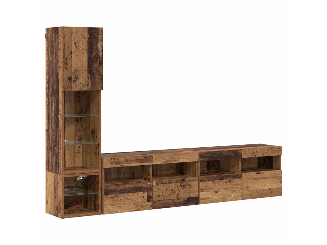 Maison Exclusive - Unidad De Pared Para Tv 4 Pcs Madera Vieja Madera De Ingeniería