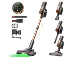 Aspiradora vertical Proscenic P11 Ultra de 40 kPa y 40 min con cepillo antihusillos, filtración de 4 capas y luz frontal verde para alergias domésticas.