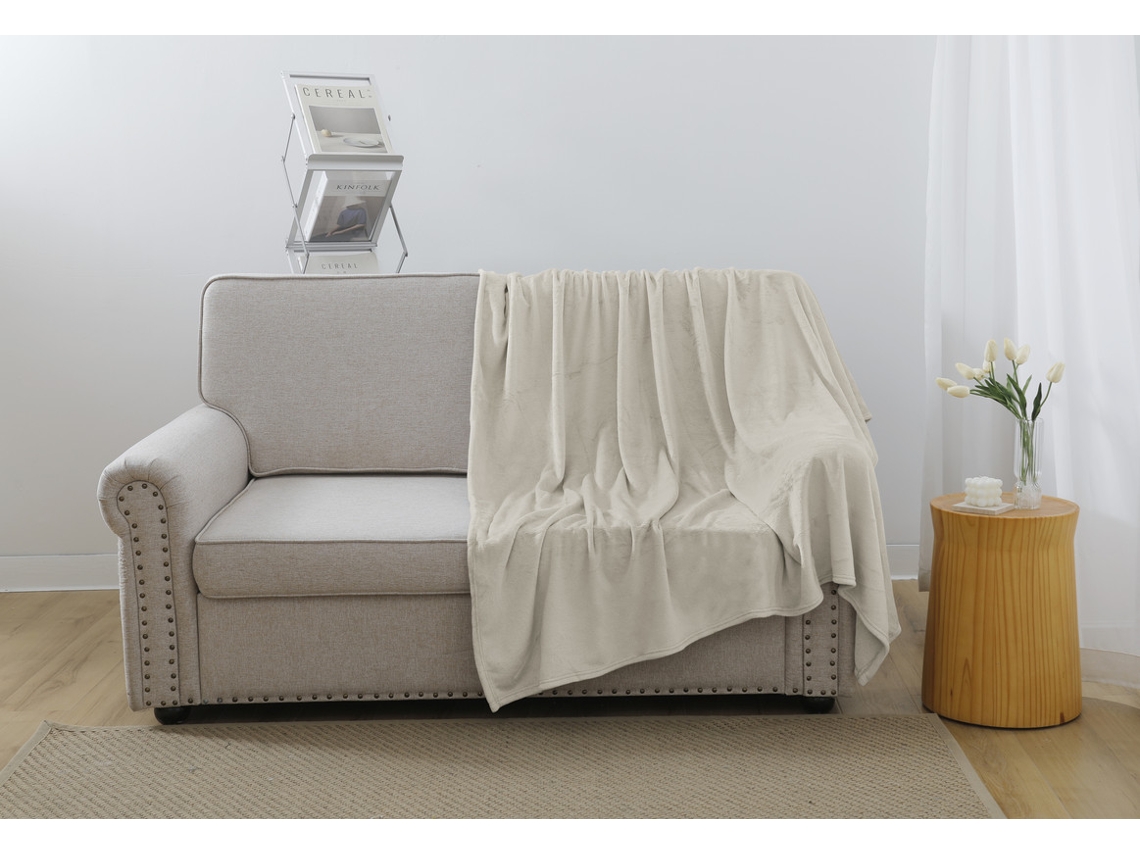 Manta Lisa de felpa larga gruesa beige 130*160cm-BOD HOME