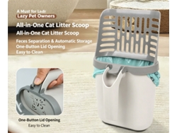 Pala De Arena Para Gatos Integrada Con Protector Anti-salpicaduras Y 2 Rollos De Bolsas De Basura Para Higiene Mascota
