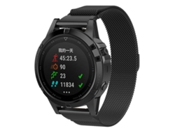 Bracelete Para Garmin Fenix 8 / 7 / 6 / 5 (22mm) - Metal Milanês - Ajuste Rápido Preta