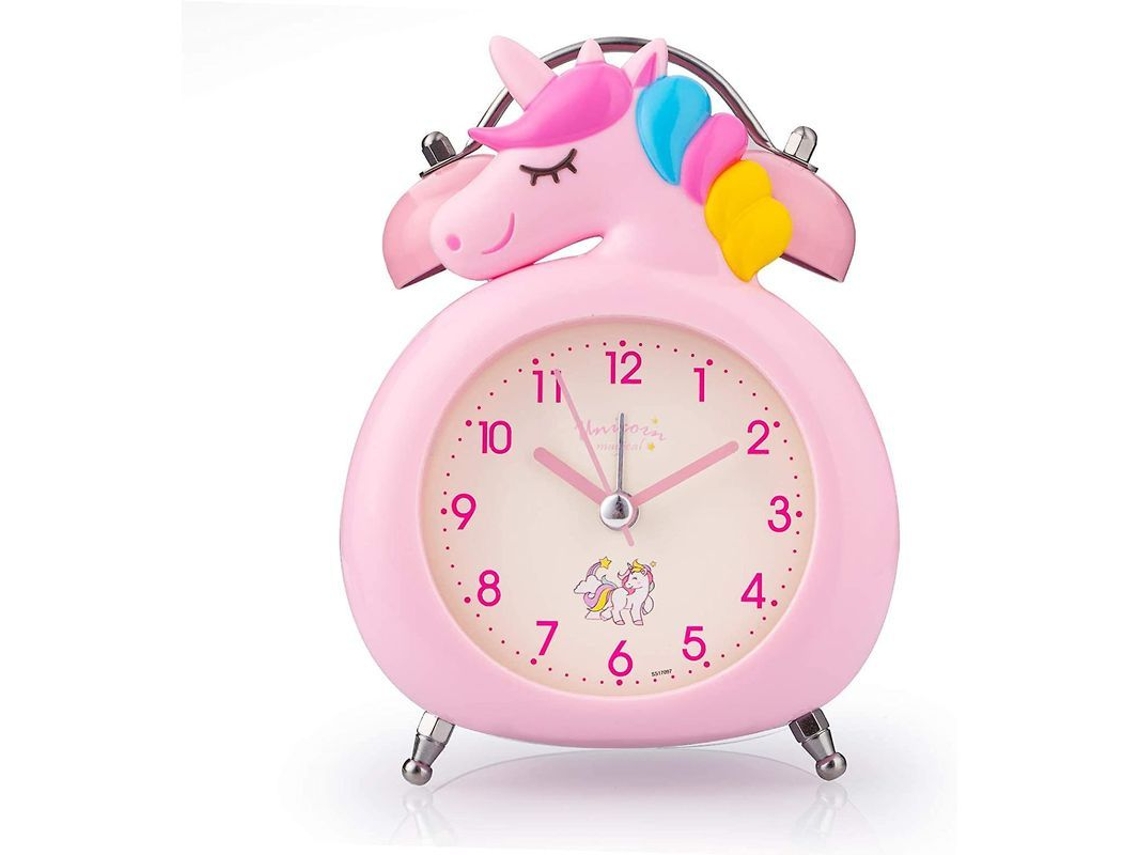 Reloj Despertador Silencioso Para Niñas Con Luz Nocturna Y Alarma Potente, Color Rosa.