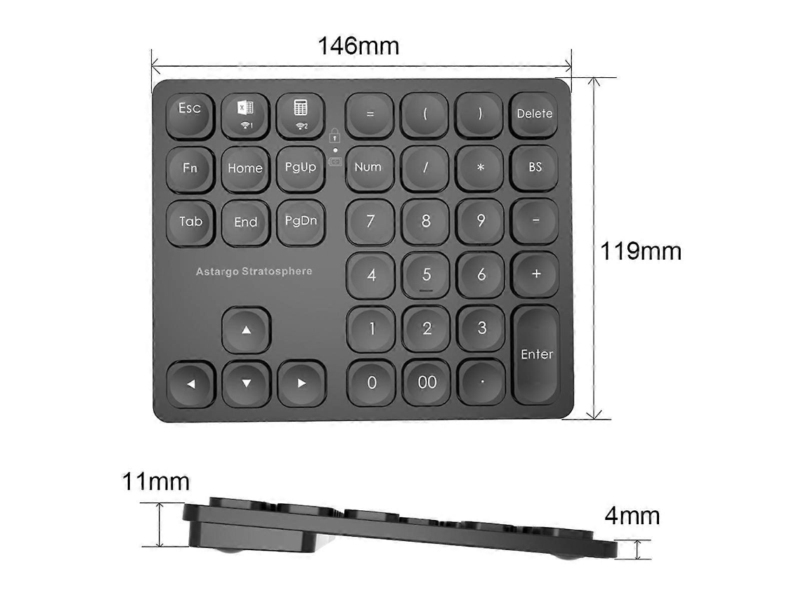 Teclado numérico inalámbrico de 36 teclas, portátil para computadoras de escritorio, portátiles y tabletas Everley891
