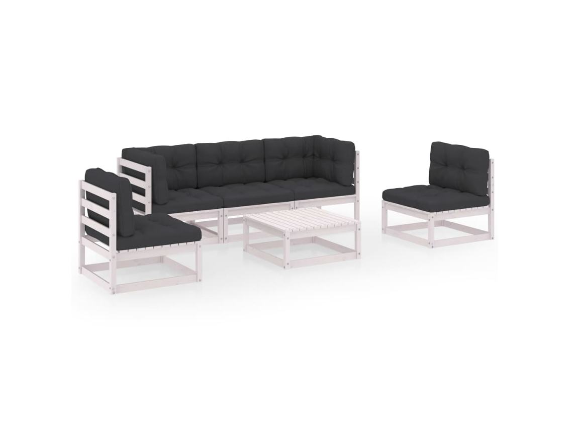 Conjunto 6 Muebles de jardín VIDAXL con cojines de madera de pino maciza