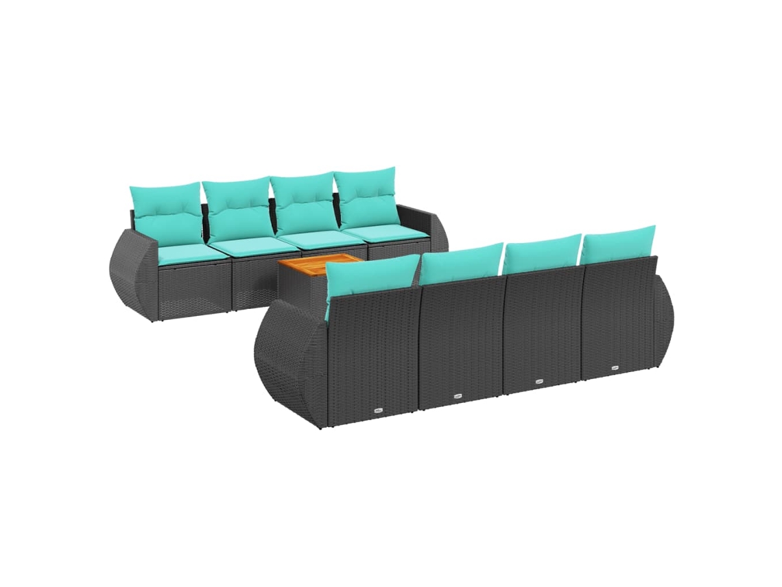 Maison Exclusive - Conjunto De Sofá De Jardín De 9 Piezas Con Cojines, De Poliratán Negro