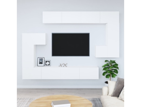 MAISON EXCLUSIVE - Mueble de pared para TV madera contrachapada blanco