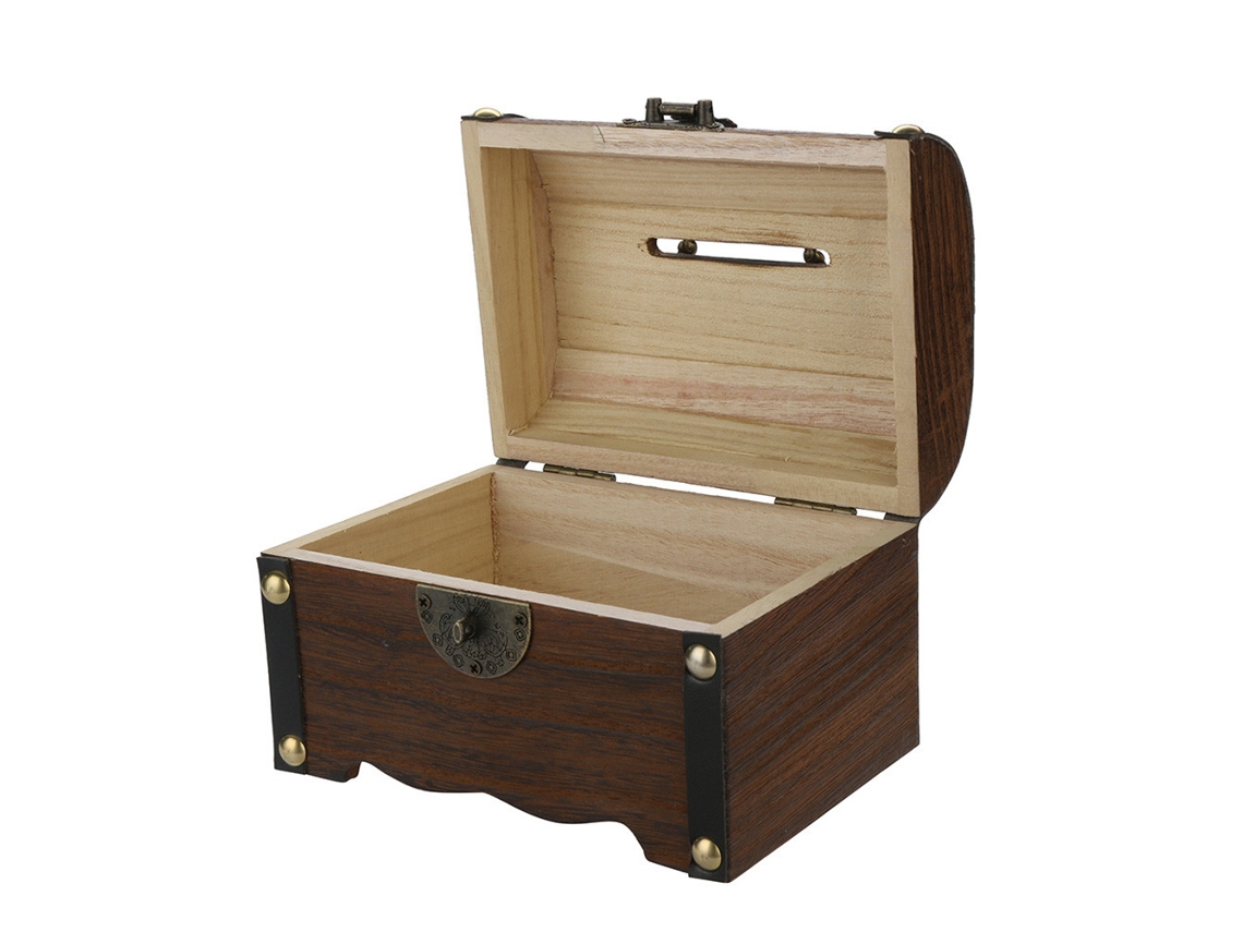 Hucha De Madera Hecha A Mano Con Pestillo, Inspirada En Tesoros Antiguos Para Ahorrar Dinero.