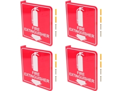 Juego De 4 Letreros Acrílicos De Doble Cara Para Extintores (6 X 6 Cm) Con Flecha Hacia Abajo.
