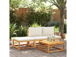 Conjunto de sofá de jardín de 4 piezas con cojines de madera maciza de acacia, Dkd Home Decor