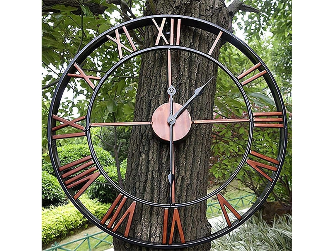 Reloj de jardín grande con números romanos y decorativo. KOFIHETY