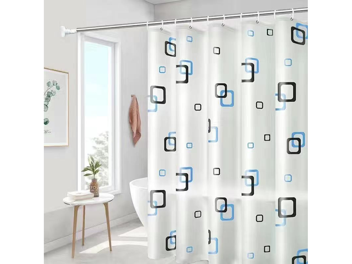 Cortina De Ducha Impermeable Y Antimoho Con Ganchos, Cuadrados Pequeños/150 X 180 Cm Gertiz