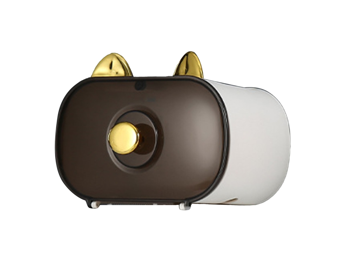 Soporte De Papel Higiénico De Pared Impermeable Con Caja De Pañuelos Lucky Cat Para Baño Y Cocina - Blanco