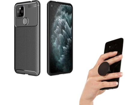 Carcasa y Popsocket Google Pixel 4A 5G Rugged Carbon
