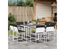 9 unidades Conjunto. De Jantar P/ Jardim C/ Almofadões Textilene Branco Dkd Decoración Del Hogar