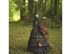 Estatua De Bruja De Resina Brillante, Adorno Espeluznante De Halloween Para Sala De Estar, Jardín, Pájaro Abierto