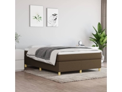Cama Sin Colchón Tela Marrón Oscuro 140x190 Cm