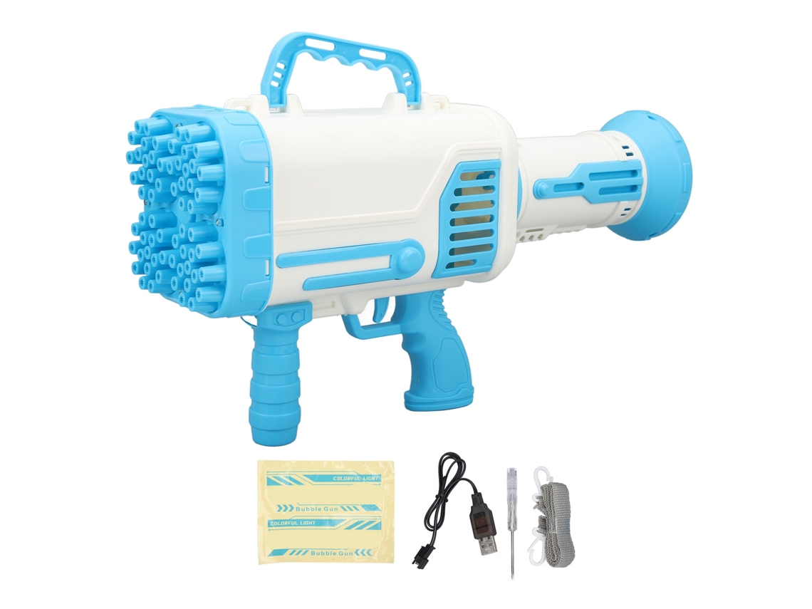 Ymsl Máquina De Burbujas Portátil Con 64 Agujeros Y Luces Forma Cohete Para Niños +3 Años, Fiestas De Cumpleaños Y Bodas Azul Hxl