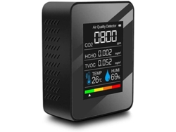 Detector Multifuncional De Calidad Del Aire, Analizador De Co2, Tvoc Y Hcho Con Pantalla Lcd Negra