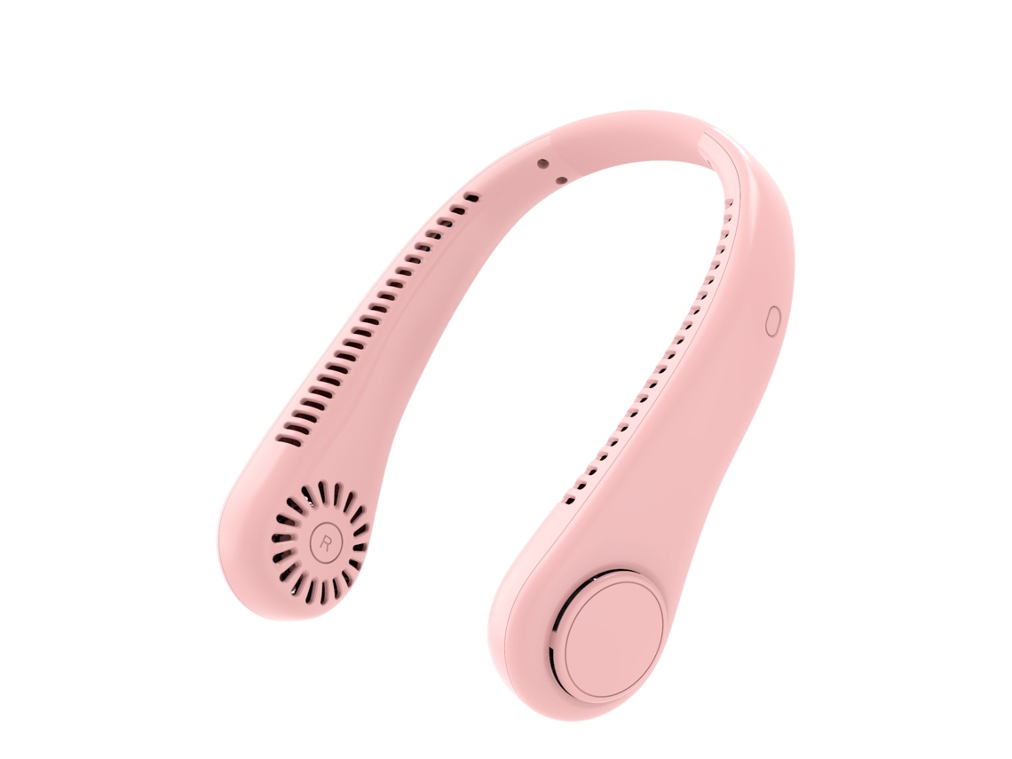 (rosa, Modelo C) Ventilador De Cuello - Recargable Por Usb - Funcionamiento Silencioso - Pantalla Lcd - 3 Velocidades - Batería De 1800 Mah