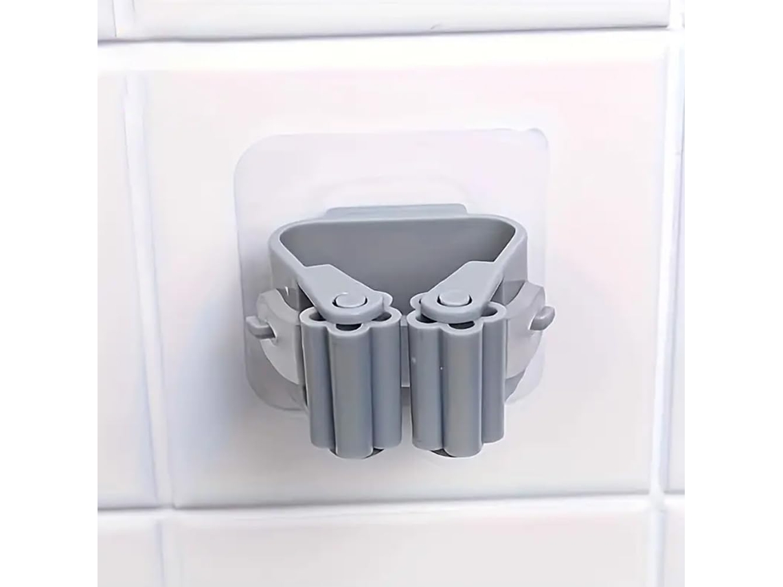 Soporte De Pared Para Escobas Con Adhesivo (gris).