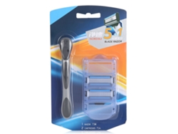 2026 lâminas de Barbear de 5 Camadas com Cabo de Plástico Antiderrapante para Homens, Barbear Manual para Barba