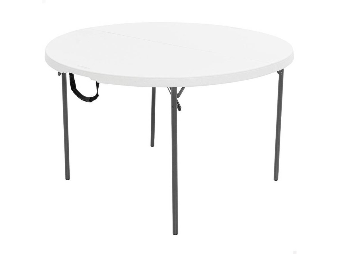 Mesa de Camping LIFETIME Redondo Plegable Blanco (120x74cm)