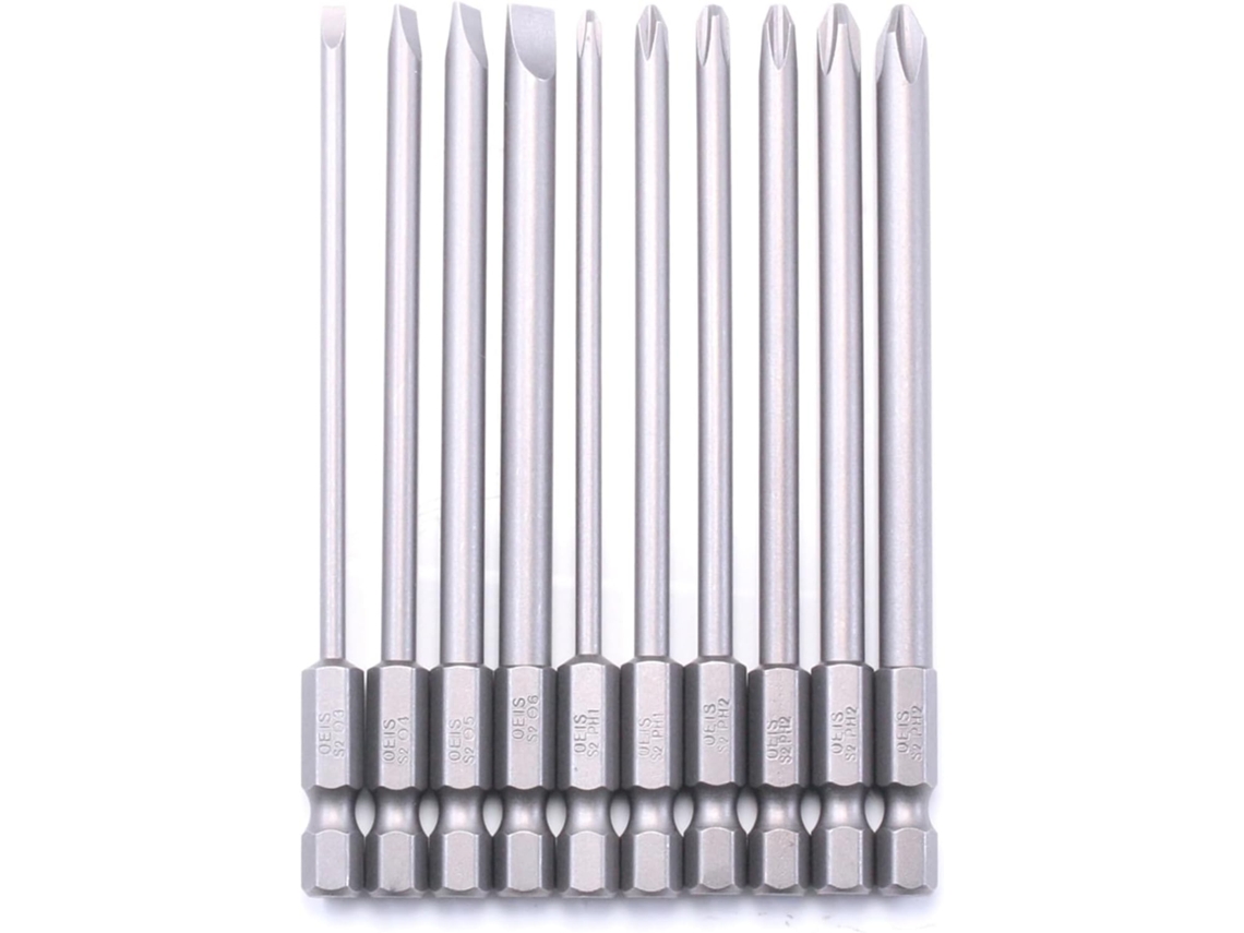 Juego Completo De 10 Puntas Destornillador Profesionales Largas (100 Mm) Para Reparaciones...