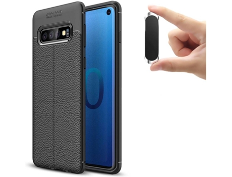 Carcasa y Soporte Samsung S10 Rugged Leather Negro