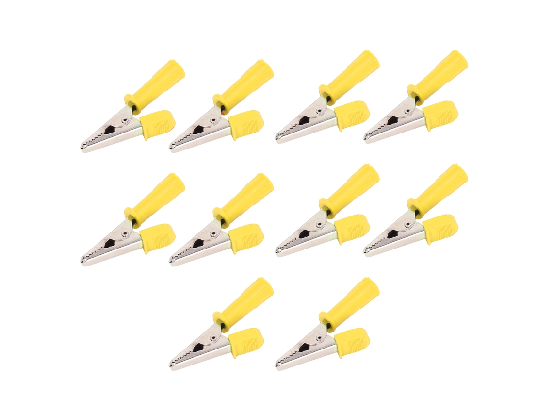 Yncm2026-10 Pinzas Cocodrilo De Latón Aisladas Con Enchufe 4mm Apertura 10mm 20a Para Pruebas Eléctricas J.60046 Amarillo