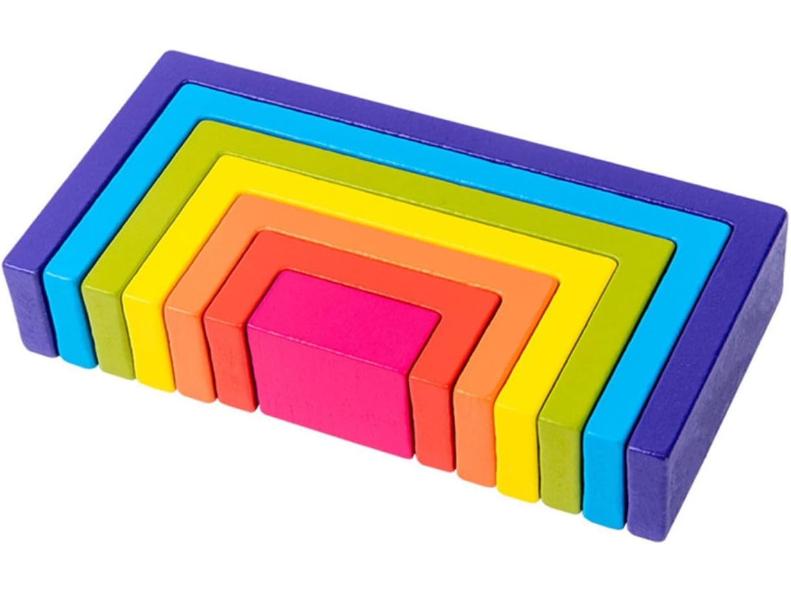 Juego de construcción de madera para niños con bloques cuadrados de colores para niños y niñas - CHABERLU Recognition